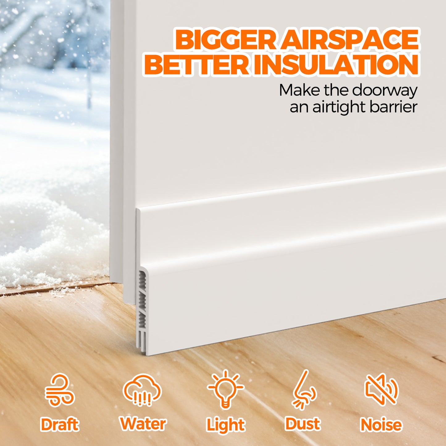 Holikme Door Draft Stopper Under Door Draft Blocker Insulator Doors Sweep Weather Stripping Noise Stopper Sheets, Rolls & Strips Strong Adhesive, White