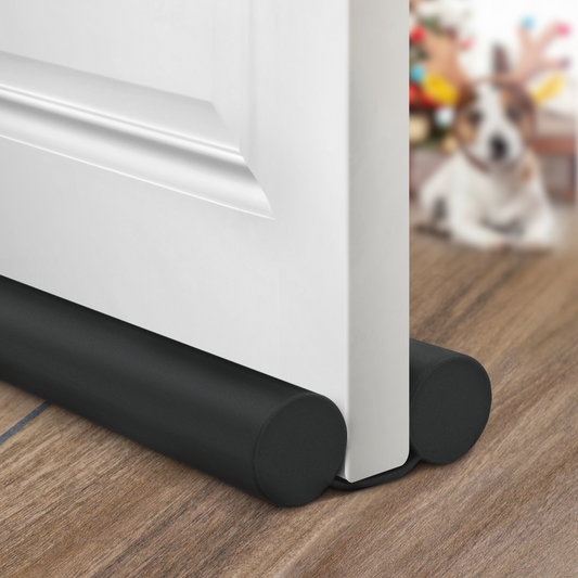 Holikme Door Draft Stopper Weather Stripping Window Breeze Blocker Adjustable Door Sweeps, Black