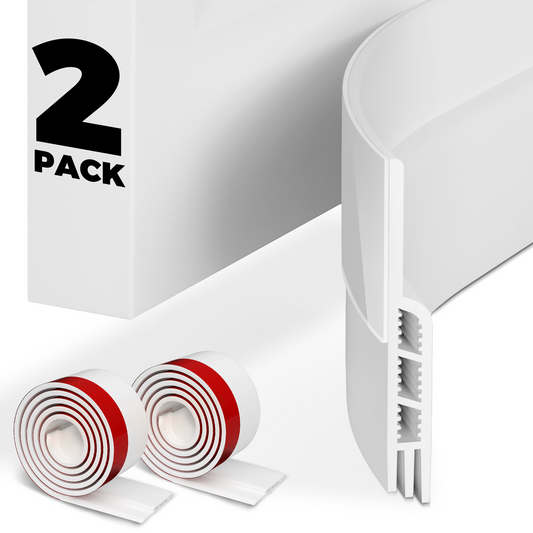 Holikme 2 Pack Door Draft Stopper Sheets, Rolls & Strips Under Door Draft Blocker Insulator Doors Sweep Weather Stripping Noise Stopper Strong Adhesive Door Thresholds, White