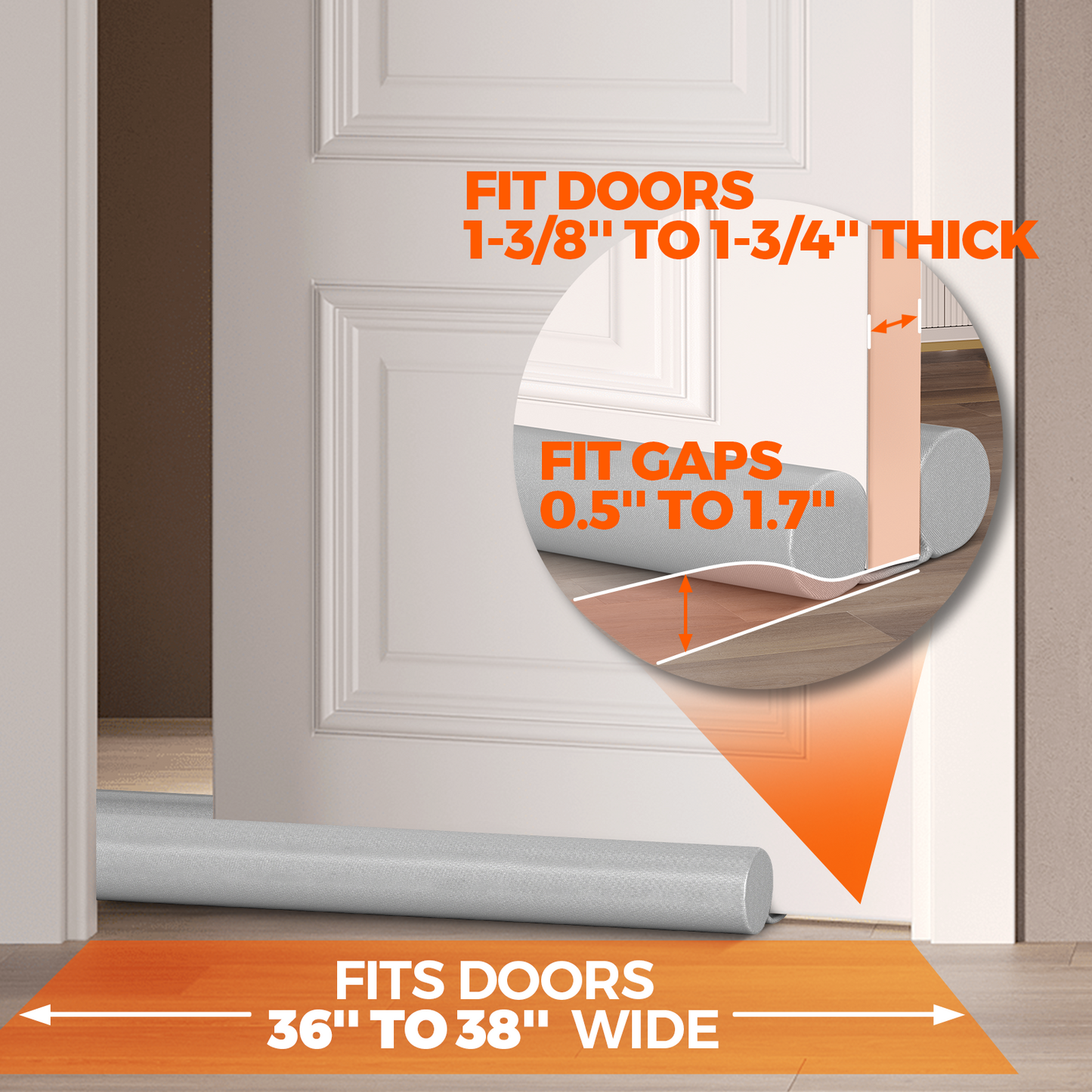 Holikme Door Draft Stopper Door Sweep Weather Stripping Noise Blocker Window Breeze Blocker Adjustable Draft Door Closers, Grey