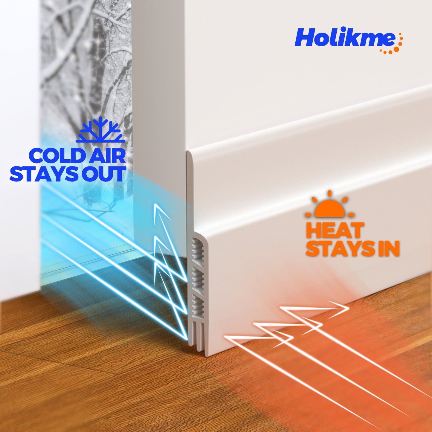 Holikme 2 Pack Door Draft Stopper Sheets, Rolls & Strips Under Door Draft Blocker Insulator Doors Sweep Weather Stripping Noise Stopper Strong Adhesive Door Thresholds, White