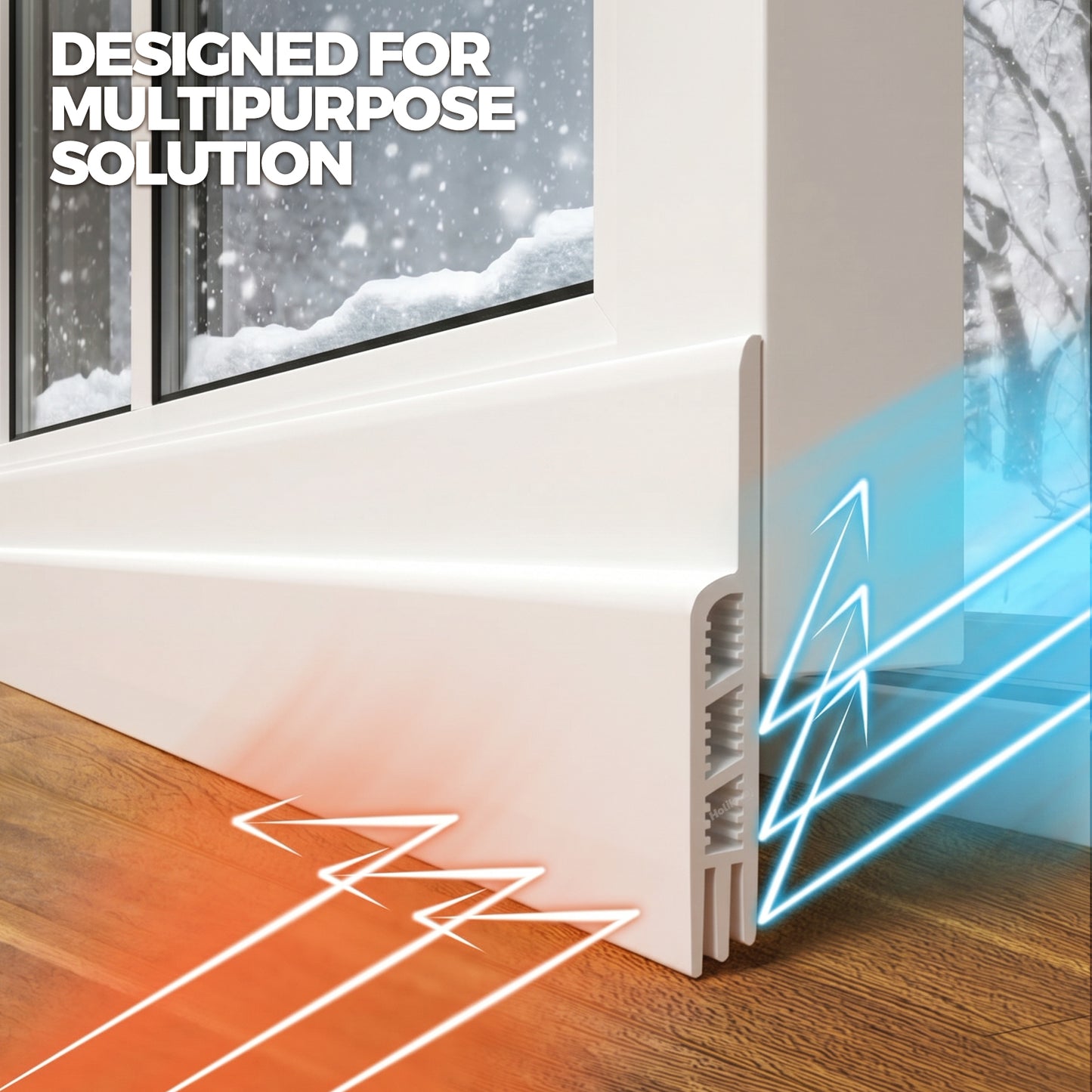 Holikme Door Draft Stopper 2-Pack, Under Door Seal for Bottom of Door, Strong Adhesive Weather Stripping Blocker, Stop Cold Air & Noise, Easy Install Door Sweep, White