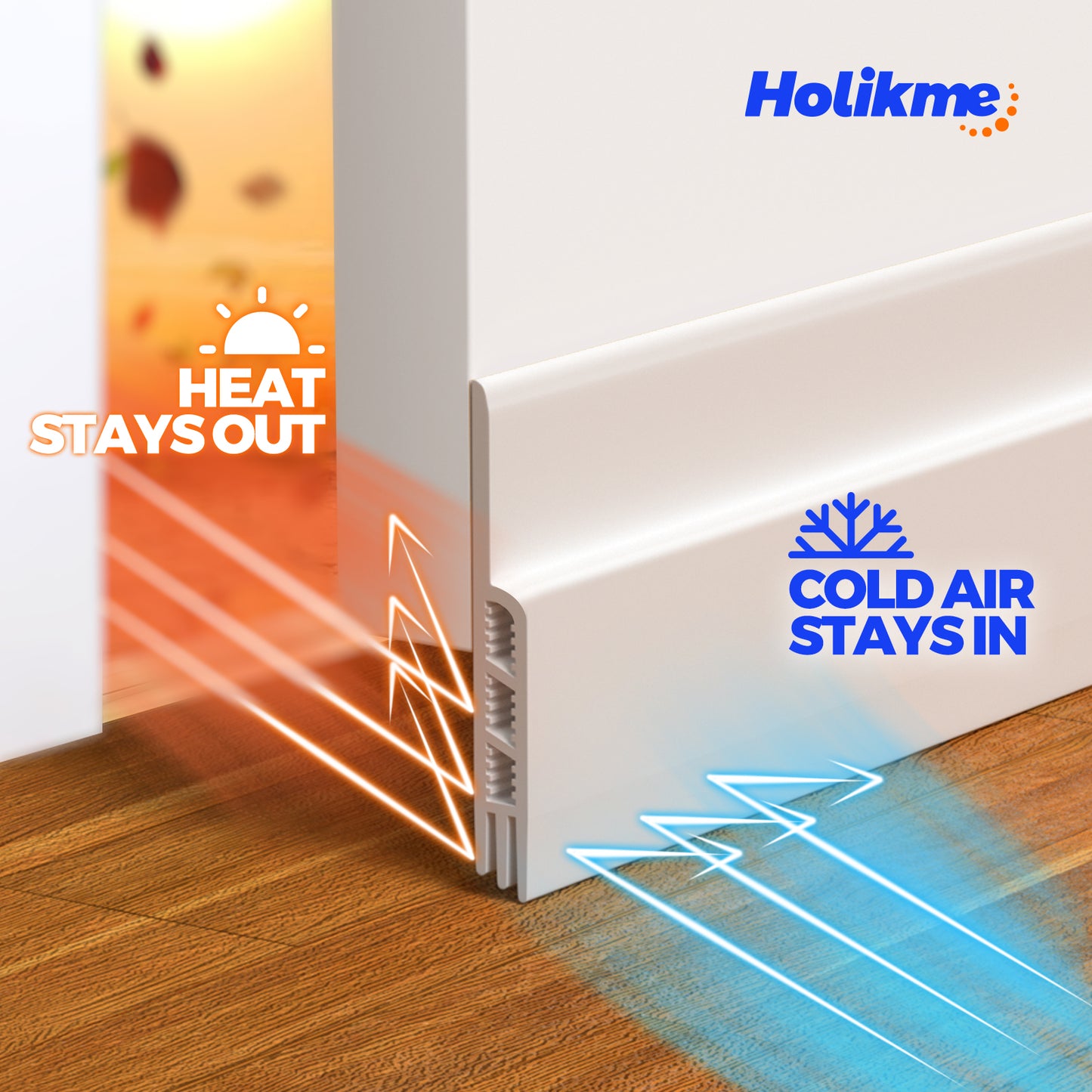 Holikme 2 Pack Door Draft Stopper Sheets, Rolls & Strips Under Door Draft Blocker Insulator Doors Sweep Weather Stripping Noise Stopper Strong Adhesive Door Thresholds, White