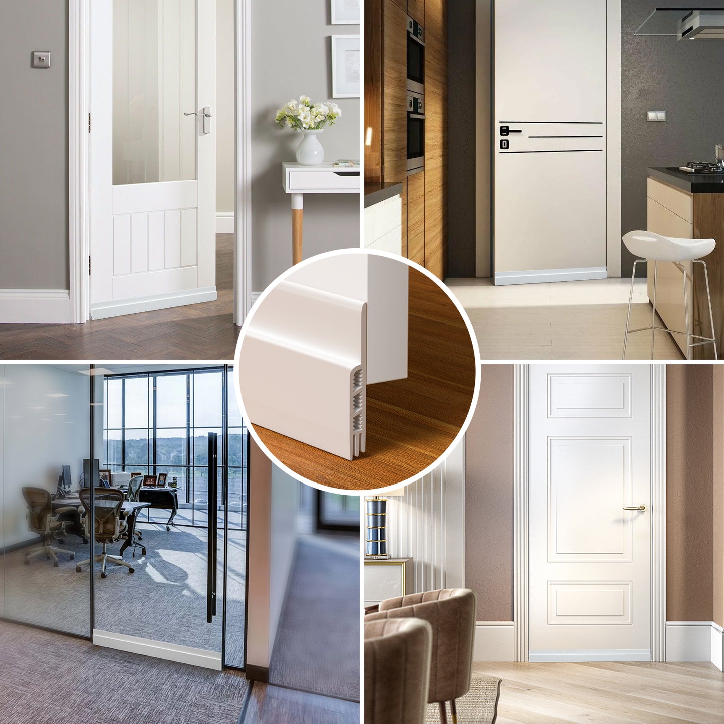 Holikme 2 Pack Door Draft Stopper Sheets, Rolls & Strips Under Door Draft Blocker Insulator Doors Sweep Weather Stripping Noise Stopper Strong Adhesive Door Thresholds, White