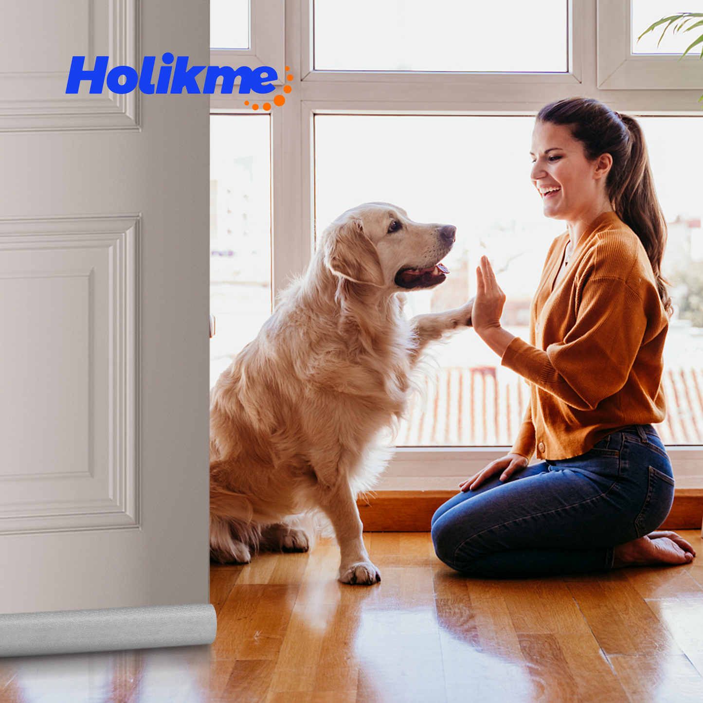 Holikme Twin Door Draft Stopper Weather Stripping Noise Blocker Window Breeze Blocker Adjustable Door Sweeps, Grey