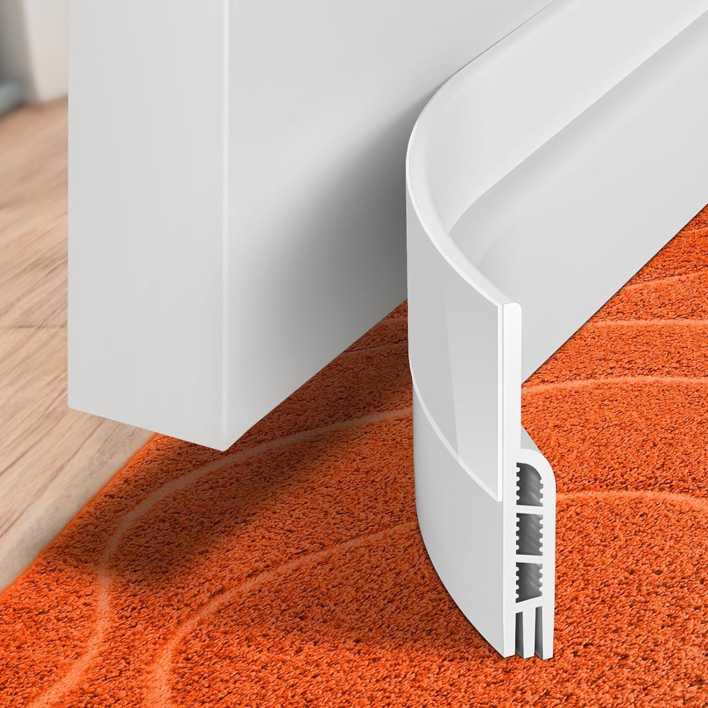 Holikme Door Draft Stopper Under Door Draft Blocker Insulator Doors Sweep Weather Stripping Noise Stopper Sheets, Rolls & Strips Strong Adhesive, White