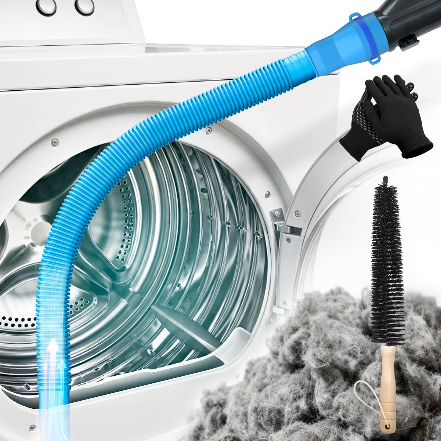 Holikme 3 Pieces Dryer Vent Cleaner Kit - Dryer Lint Screens Cleaner Brush Part,Dryer Vent Trap Vacuum Brush,Vacuum Hose Attachment,Compatible with Most Vacuum Cleaner,Quickly Lint Removers