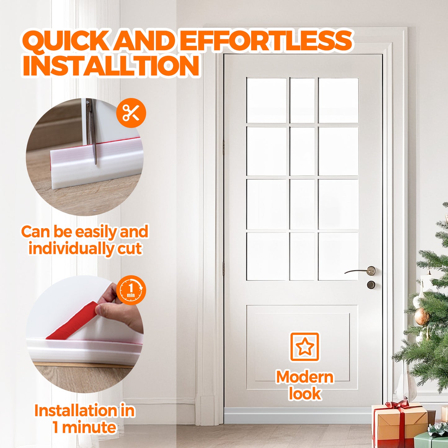 Holikme Door Draft Stopper Under Door Draft Blocker Insulator Doors Sweep Weather Stripping Noise Stopper Sheets, Rolls & Strips Strong Adhesive, White