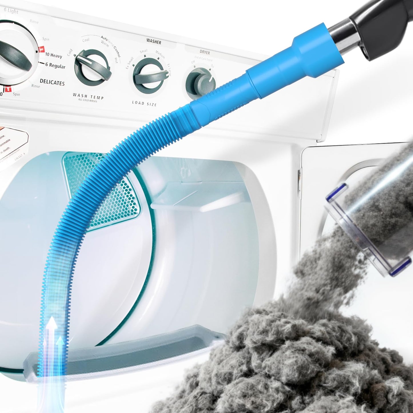 Holikme Dryer Vent Cleaner Kit - Dryer Lint Vacuum Attachment and Flexible,Dryer Vent Vacuum Hose Attachment,Light Blue