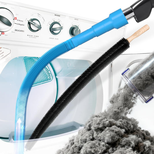 Holikme Dryer Vent Cleaner Kit 2 Pieces - Upgraded Dryer Lint Screens Cleaner Brush Part,Compatible with Most Vacuum Cleaner,Vacuum Hose Attachment & Refrigerator Coil Brush,Quickly Lint Remove,Blue