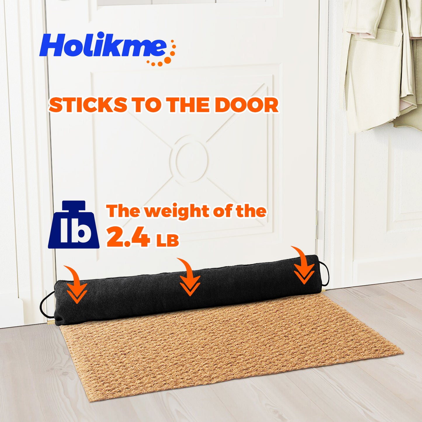 Holikme Weighted Door Draft Stopper 36 inch, Heavy Duty Under Door Draft Blocker Bottom Door Seal Noise and Air, Door Draft Spill Control Supplies Saving Energy, Black