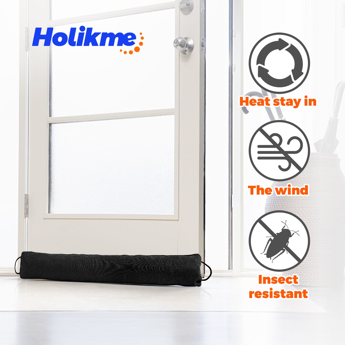 Holikme Weighted Door Draft Stopper 36 inch, Heavy Duty Under Door Draft Blocker Bottom Door Seal Noise and Air, Door Draft Spill Control Supplies Saving Energy, Black