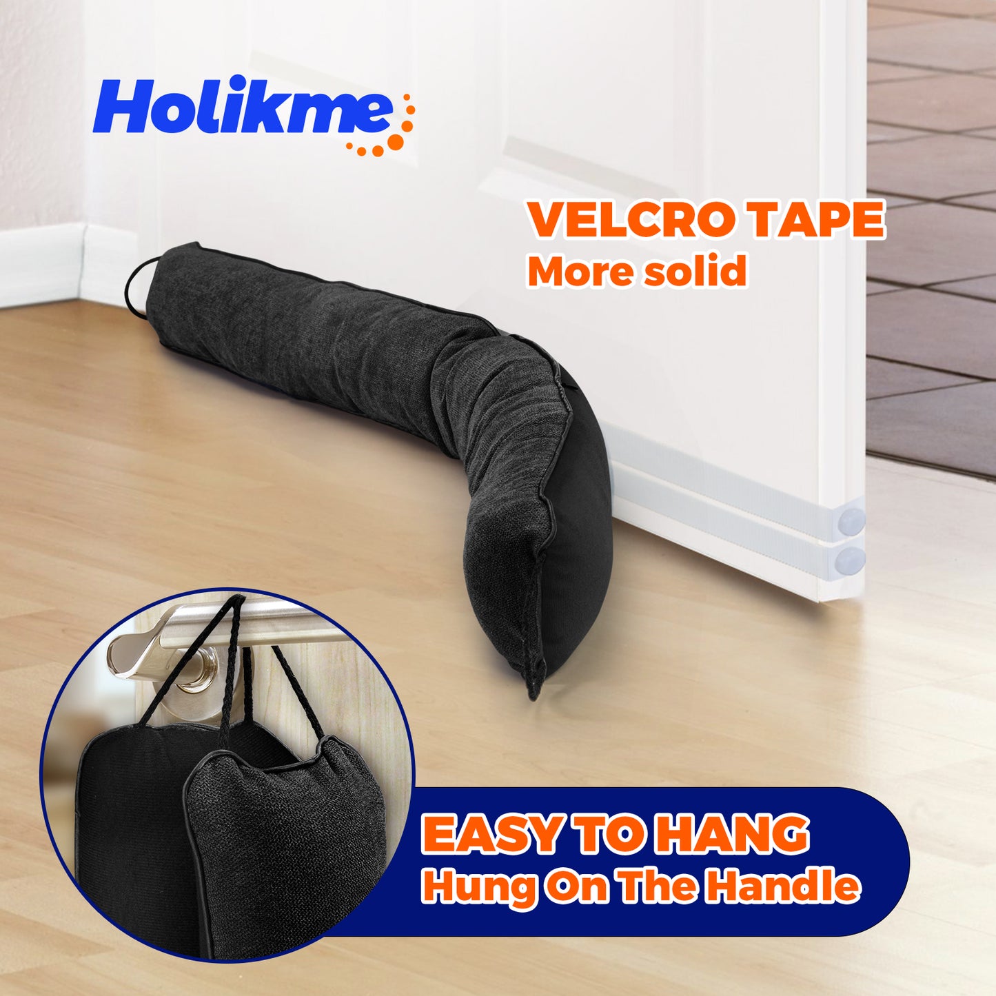 Holikme Weighted Door Draft Stopper 36 inch, Heavy Duty Under Door Draft Blocker Bottom Door Seal Noise and Air, Door Draft Spill Control Supplies Saving Energy, Black