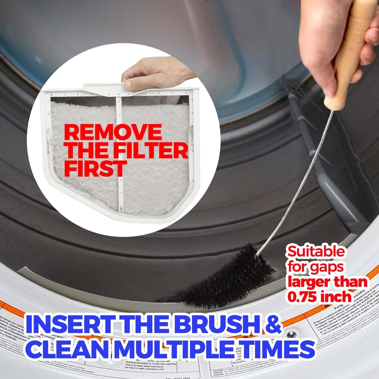 Holikme Dryer Vent Cleaner Kit - Household Cleaning Supplies, Dryer Lint Brush, Refrigerator Long Coil Brush, Flexible Lint Remover, Removing Dust and Pet Hair