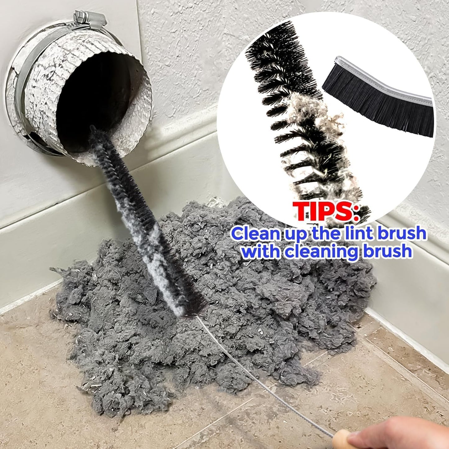 Holikme Dryer Vent Cleaner Kit - Household Cleaning Supplies, Dryer Lint Brush, Refrigerator Long Coil Brush, Flexible Lint Remover, Removing Dust and Pet Hair