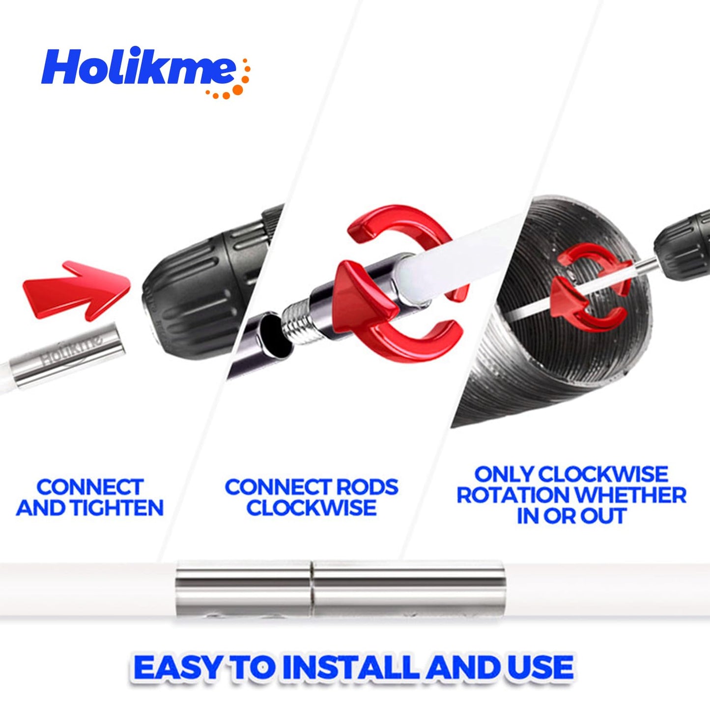 Holikme 30 Feet Dryer Vent Cleaner Kit, Flexible Lint Brush with Drill Attachment, Extends Up to 30 Feet for Easy Cleaning, Synthetic Brush Head, Use with or Without a Power Drill