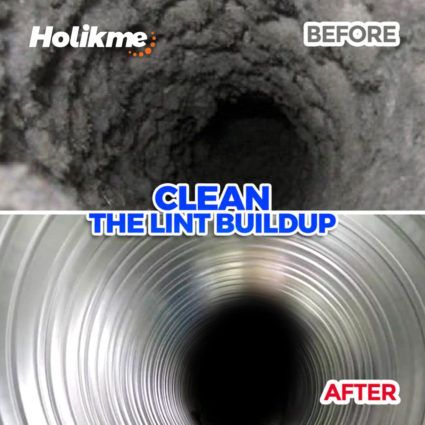 Holikme 30 Feet Dryer Vent Cleaner Kit, Flexible Lint Brush with Drill Attachment, Extends Up to 30 Feet for Easy Cleaning, Synthetic Brush Head, Use with or Without a Power Drill
